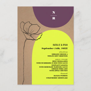 Menu Arches florales Neon Plum Monogram Mariage