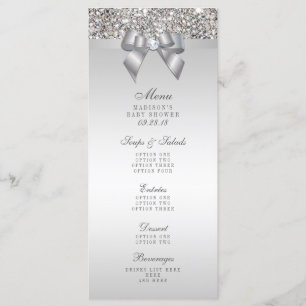 Menu argenté de baby shower d'arc de paillettes