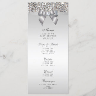 Menu argenté de baby shower d'arc de paillettes
