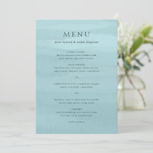 Menu Ariel Blue Abstract Aquarelle Mariage moderne