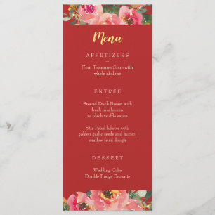 Menu Arrière - plan chinois rose fleuri mariage