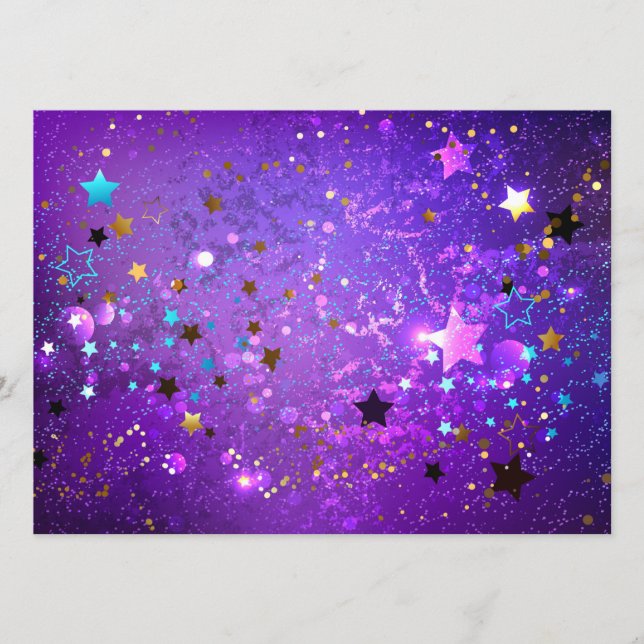 Menu Arrière - plan de feuille violet avec étoiles (Devant)