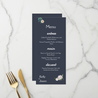 Menu Arrière - plan de marine Retro Elegant blanc Flowe