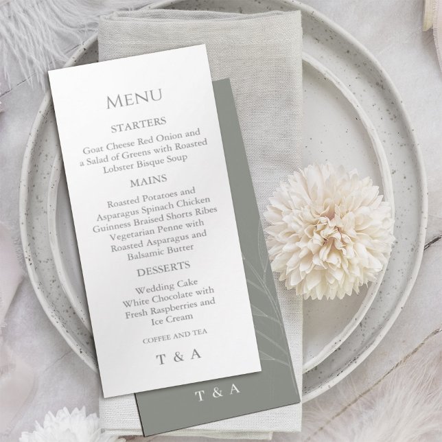 Menu Arrière - plan moderne Darker Sage vert (#simpleweddingplacesettingmenu #ElegantWedding #formalweddingmenus#sagegreen #simplemenu)