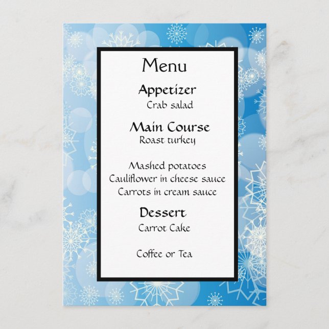 Menu Arrière - plan Snowflake (Devant)