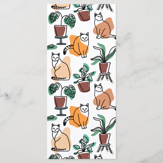 Menu Art de trait dessin chats et fleurs (Devant)