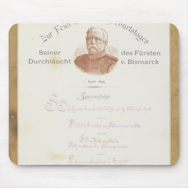 Menu at Prince von Bismarcks Mouse Pad (Front)