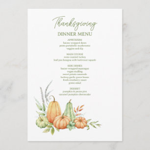 Menu Automne Citrouille Feuille Russe Thanksgiving Dîne