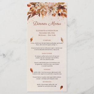 Menu Automne ou Automne Brûlé Orange Fleurs et Feuilles