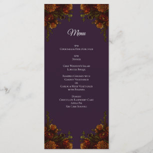 Menu Automne Violet Rustique Orange Mariage Élégant got