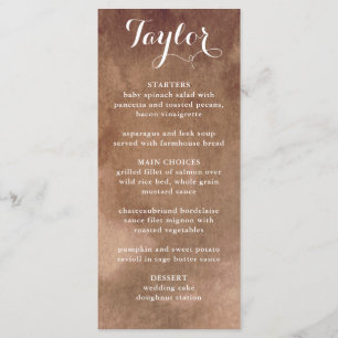 Menu avec nom d'invité, tons terre Aquarelle Menu