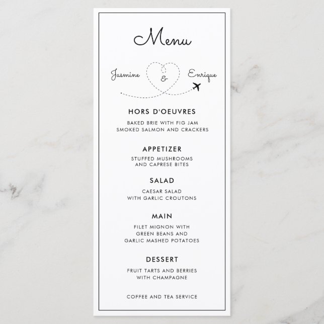 Menu Avion | Mariage de destination (Devant)
