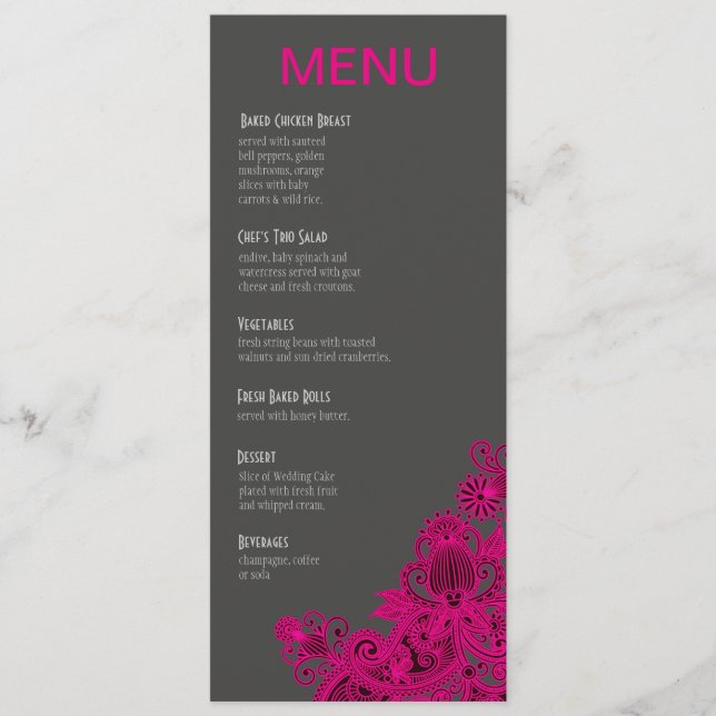 Menu aztèque de dîner de Paisley - charbon de bois (Devant)