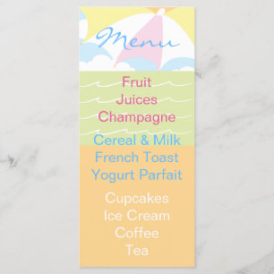 Menu baby shower Beach Ball