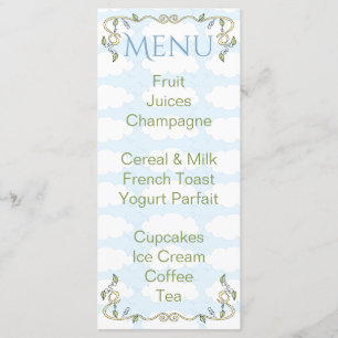 Menu baby shower "Château dans le ciel/Jaune"