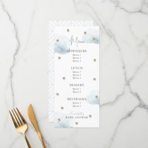 Menu Baby shower d'aquarelle Cloud 9 étoiles