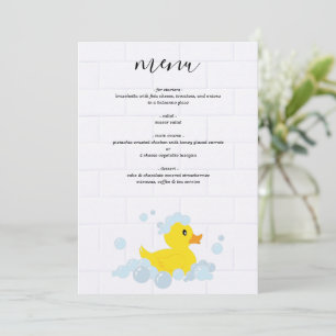 Menu Baby shower de canard en caoutchouc