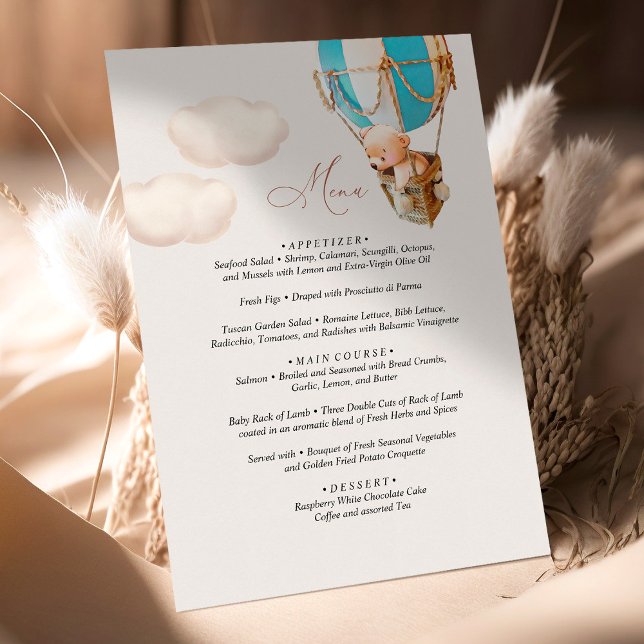 Menu Baby shower d'ours (Créateur téléchargé)