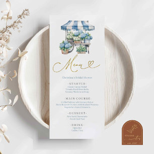 Menu Baby shower Dusty Blue Hydrangea