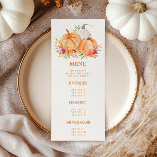 Menu Baby Shower Floral de Citrouille d'Automne