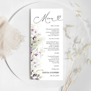 Menu Baby shower Lavande vert pourpre