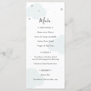 Menu Baby shower Lune