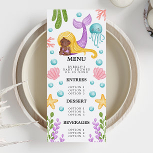 Menu Baby shower marin de sirène africaine