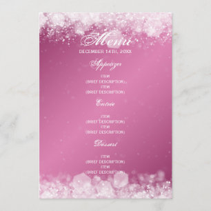 Menu Baby Shower Night Sparkle Pink Invitation