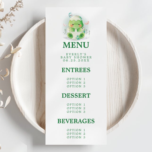 Menu Baby shower Oeuf Dinosaur (Créateur téléchargé)
