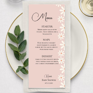 Menu Baby shower Rose Daisy