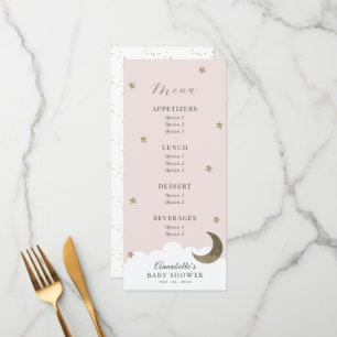 Menu Baby shower rose Twinkle Little Star Moon