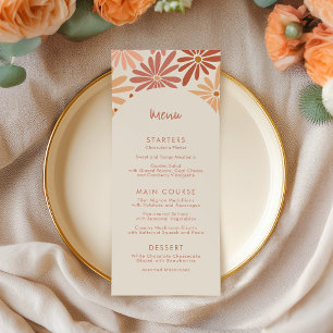 Menu Baby shower Super orange et rose rétro