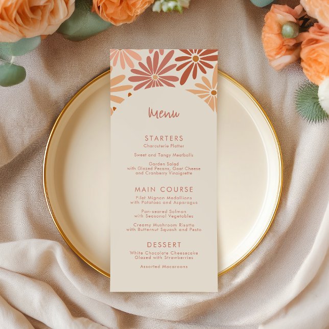 Menu Baby shower Super orange et rose rétro (Créateur téléchargé)