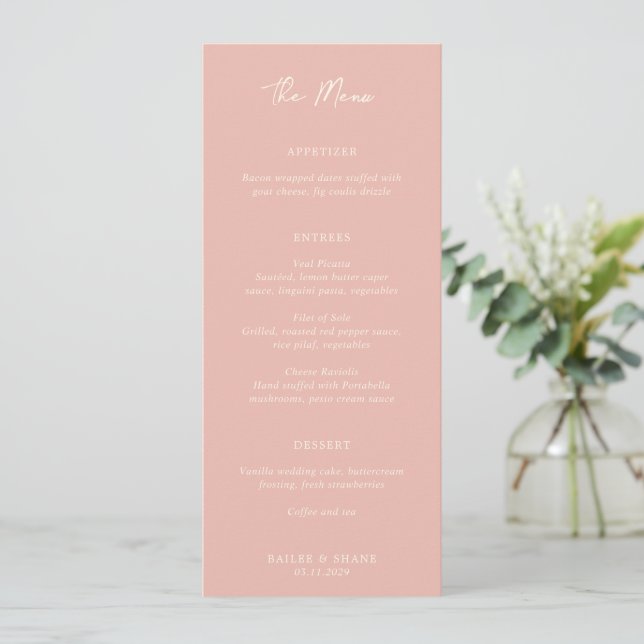 Menu Bailee Peach Mariage moderne (Debout devant)