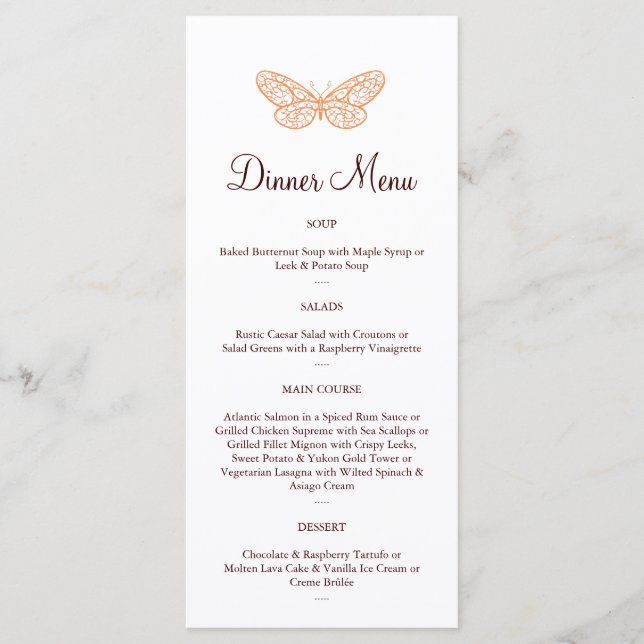 Menu Baisers papillon (Devant)
