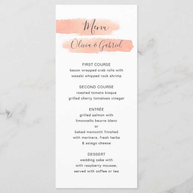 Menu Bandes de pêche délicieuses. mariage moderne simpl (Devant)