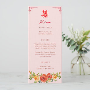Menu Banquet chinois à fleurs orange