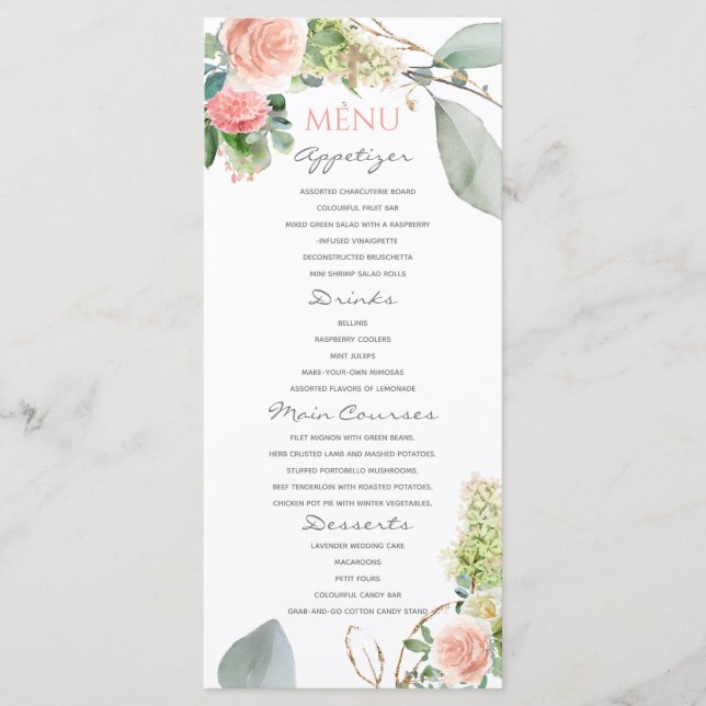 Menu Baptême Fille Roses Roses Roses Roses Roses R (Devant)