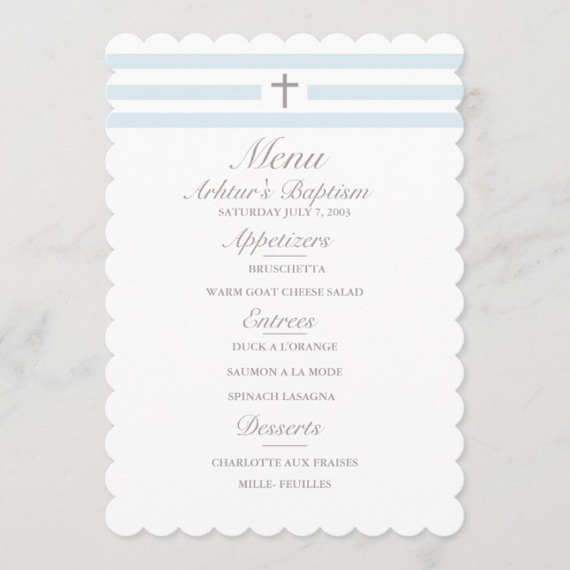 Menu Baptême Simple Elegance Boys (Devant)