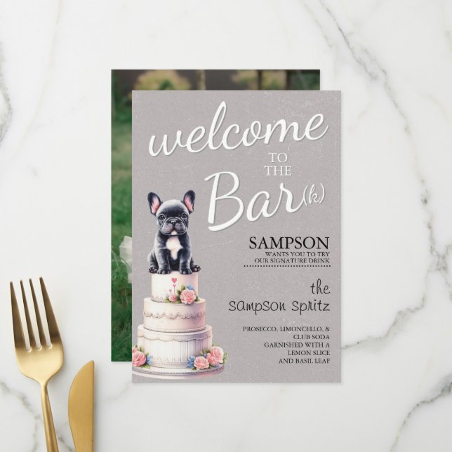 Menu Bar du Bouledogue Français (Devant/Arrière en situation)