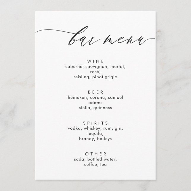 Menu Barre de calligraphie simple et moderne (Devant)