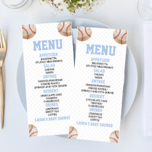 Menu Baseball Sports Blue Baby shower Nourriture