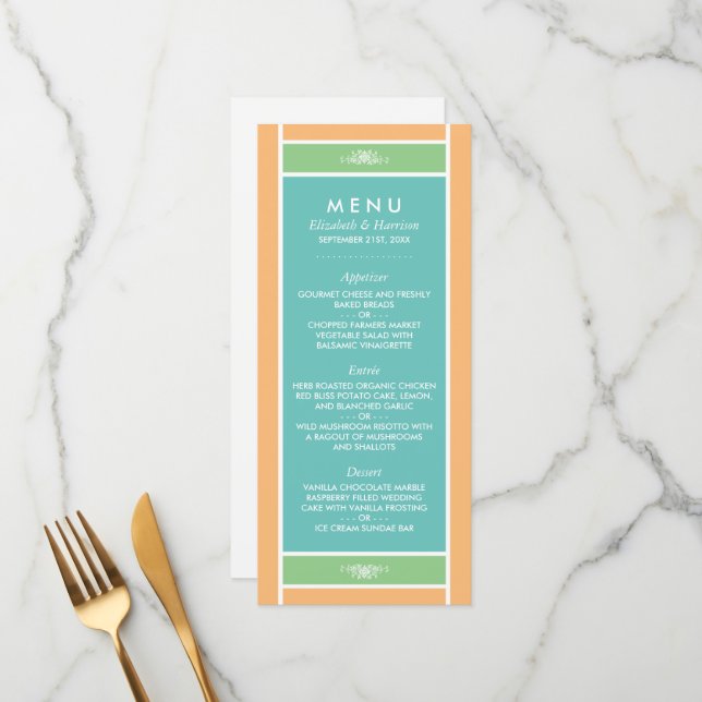 Menu Bâtiment Pastel moderne - Couleurs tropicales - Ma (Devant/Arrière en situation)