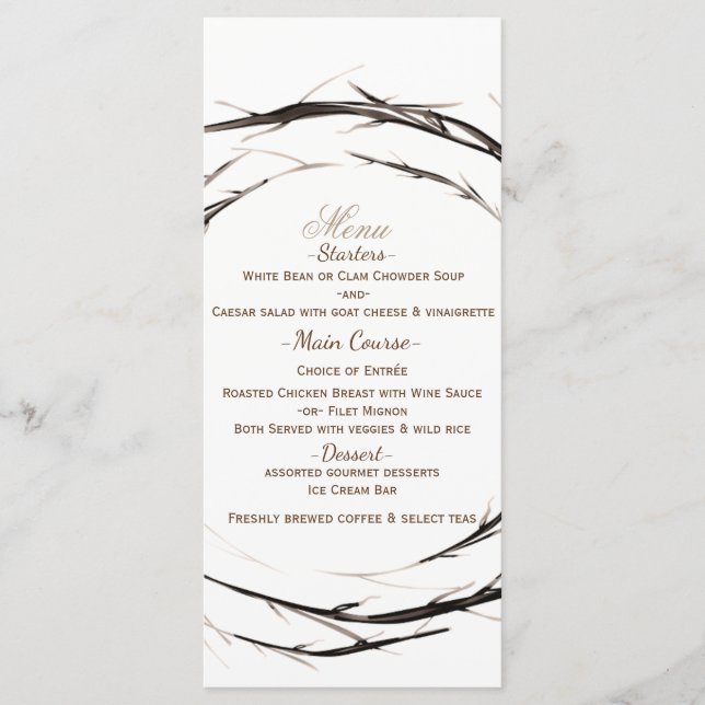 Menu Bâtons rustiques Branches de brindilles Mariage de (Devant)