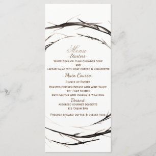 Menu Bâtons rustiques Branches de brindilles Mariage de