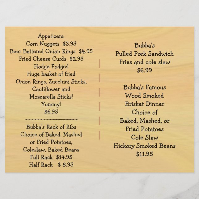 Menu BBQ de l'alimentation du restaurant (Devant)
