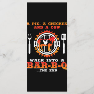 Menu BBQ Un Cochon Et Un Poulet Marcher Dans Un Bar B