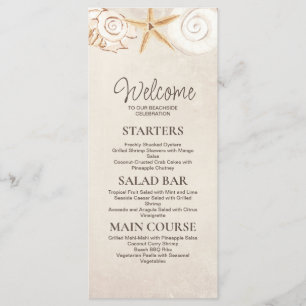 Menu Beach Seashells Sable Bord De Mer Réception De Mar