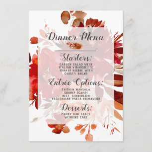 Menu Beauté Rustique Floral encadré Aquarelle Bohème