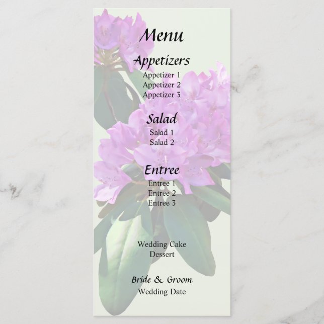 Menu Beaux Rhododendrons Roses (Devant)